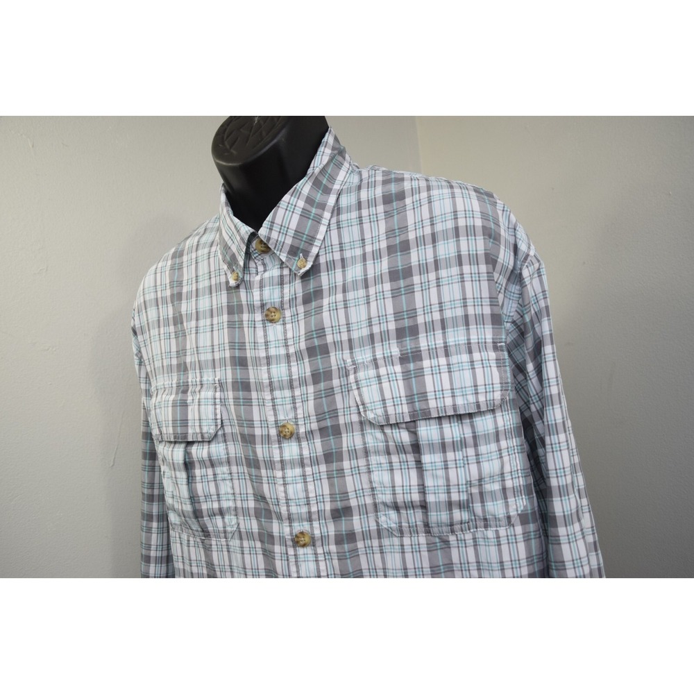 Duluth Trading Co Button Up Shirt Plaid Long Sleeve Wicking Pockets Mens 3XL